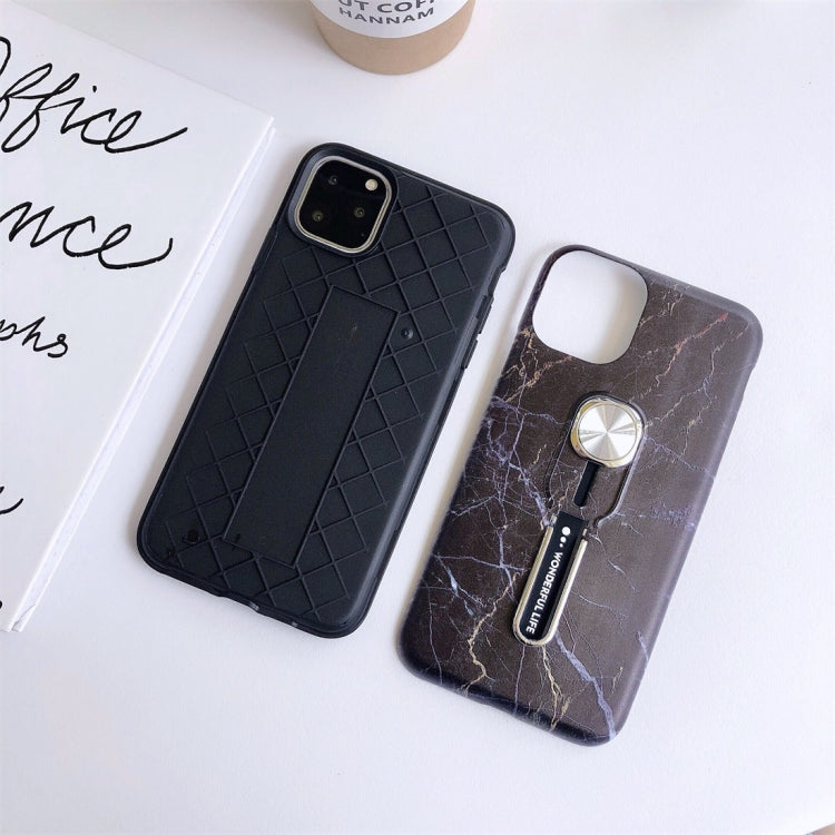 For iPhone 11 Marble Shockproof Multi-functional Invisible Ring Holder Protective Case with Vehicle Magnetic Sheet