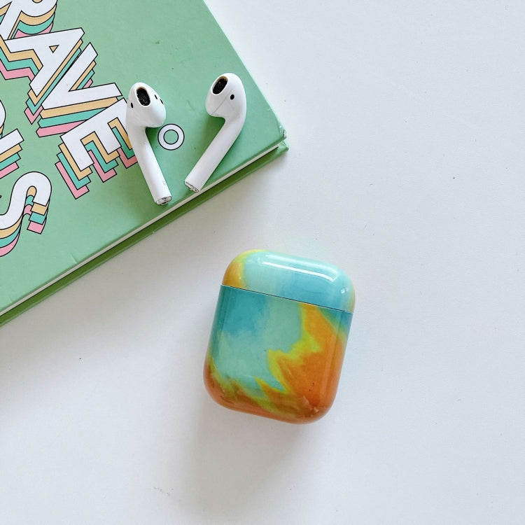 TPU Watercolor Texture Water Sticker Earphone Protective Case For AirPods 1 / 2