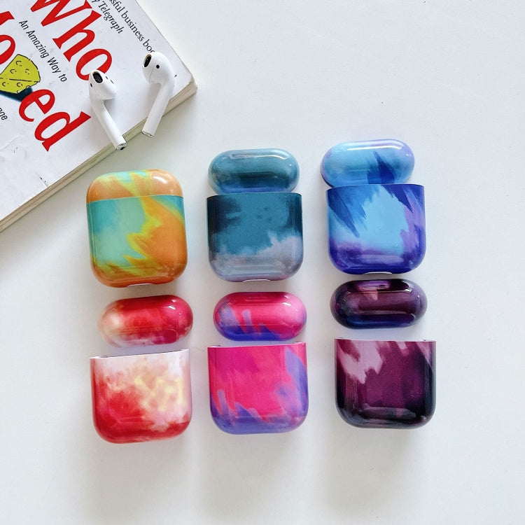 TPU Watercolor Texture Water Sticker Earphone Protective Case For AirPods 1 / 2