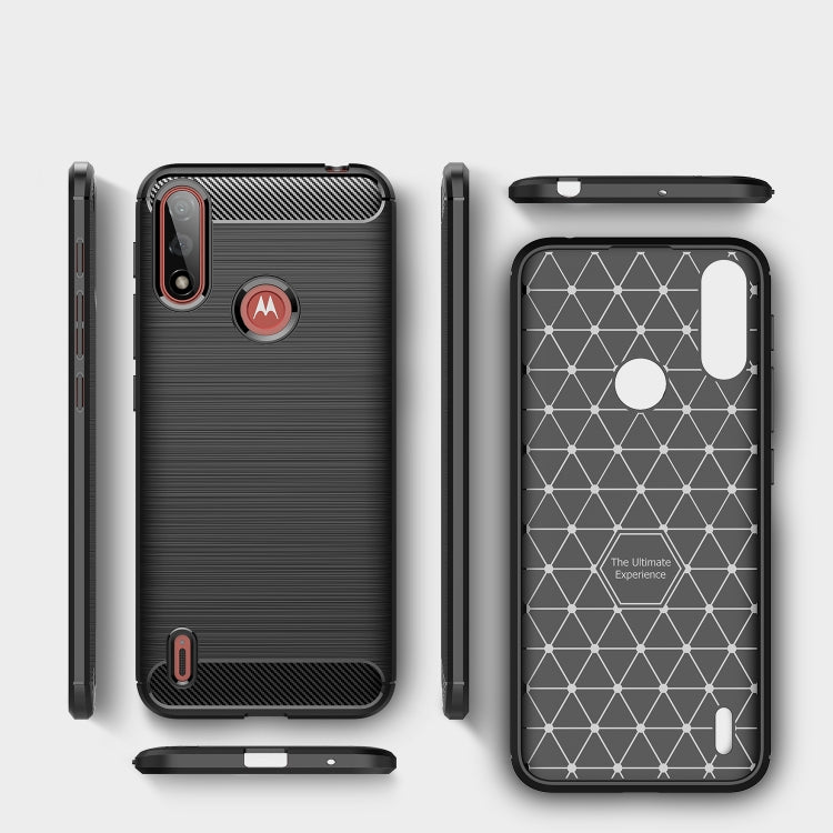 For Motorola Moto E7 Power Brushed Texture Carbon Fiber TPU Case
