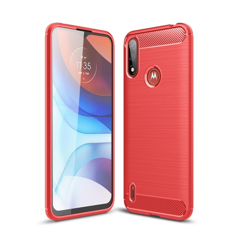 For Motorola Moto E7 Power Brushed Texture Carbon Fiber TPU Case