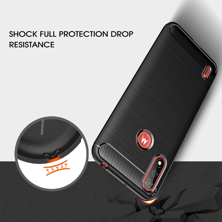 For Motorola Moto E7 Power Brushed Texture Carbon Fiber TPU Case