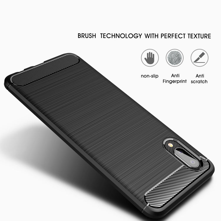 For Samsung Galaxy A02 Brushed Texture Carbon Fiber TPU Case