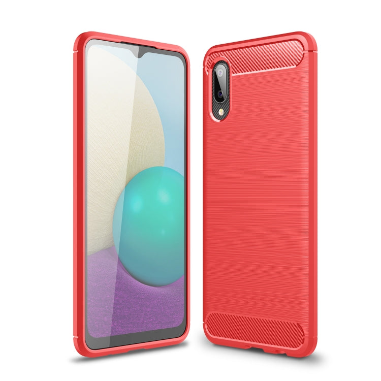 For Samsung Galaxy A02 Brushed Texture Carbon Fiber TPU Case