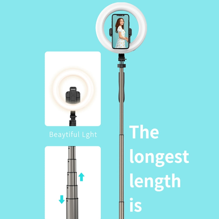 L06 Portable Bluetooth Tripod Selfie Stick with 8 inch Ring Light(Black)