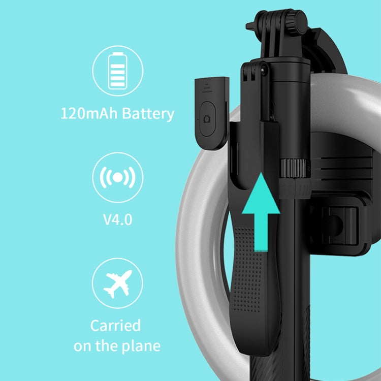 L06 Portable Bluetooth Tripod Selfie Stick with 8 inch Ring Light(Black)