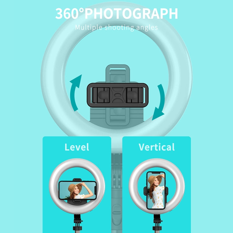 L06 Portable Bluetooth Tripod Selfie Stick with 8 inch Ring Light(Black)