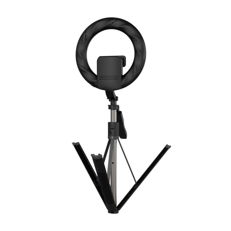 L06 Portable Bluetooth Tripod Selfie Stick with 8 inch Ring Light(Black)