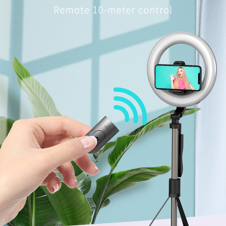 L06 Portable Bluetooth Tripod Selfie Stick with 8 inch Ring Light(Black)