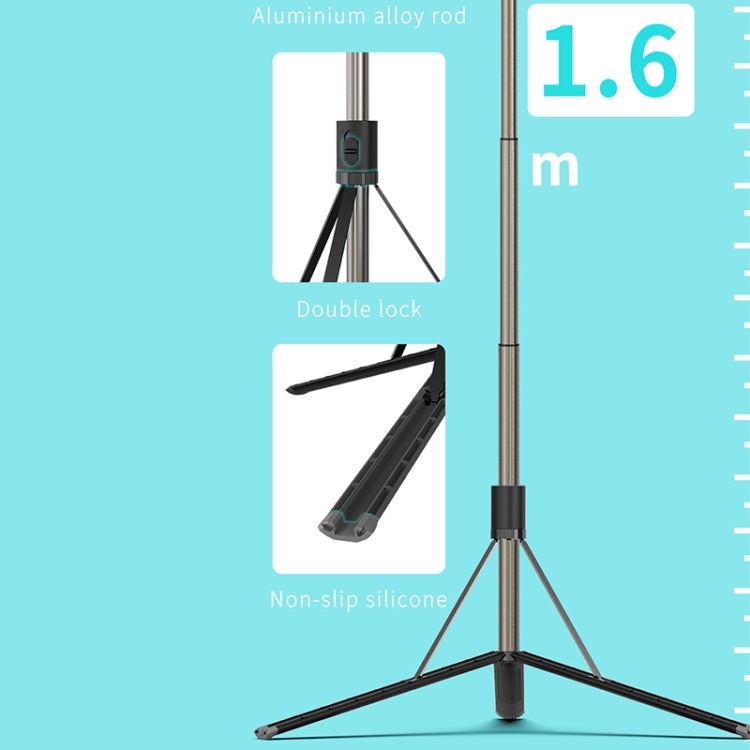 L06 Portable Bluetooth Tripod Selfie Stick with 8 inch Ring Light(Black)