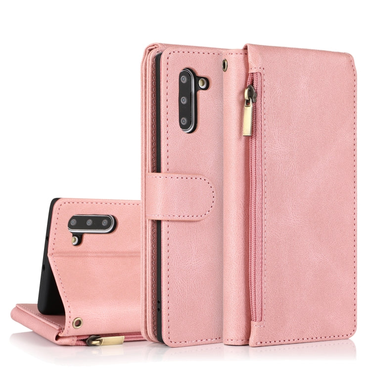 For Samsung Galaxy Note10 Skin-feel Crazy Horse Texture Zipper Wallet Bag Horizontal Flip Leather Case with Holder & Card Slots & Wallet & Lanyard