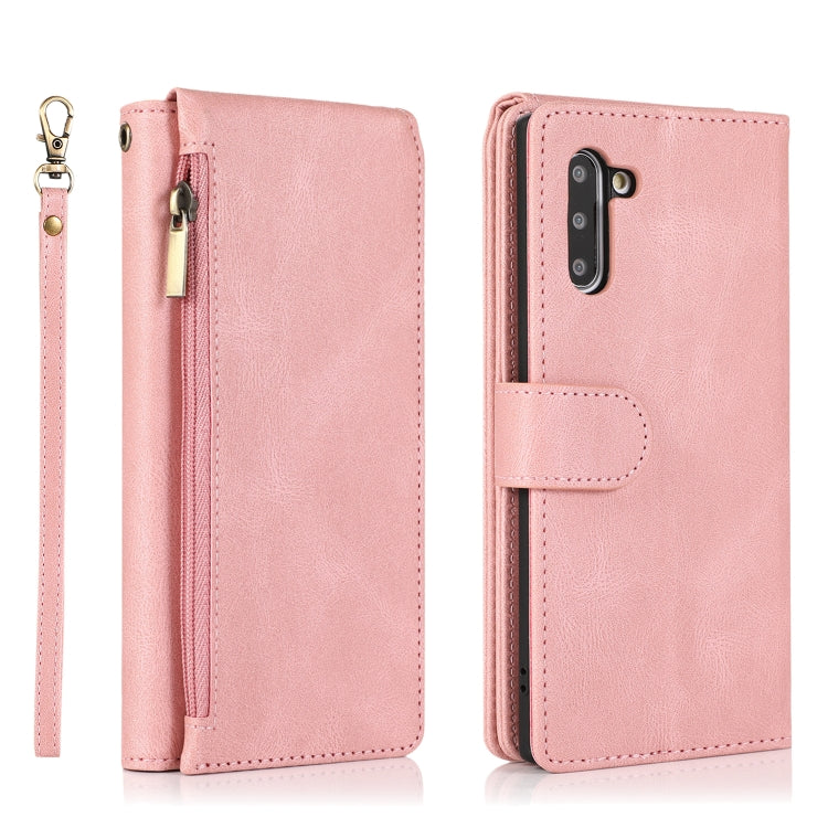 For Samsung Galaxy Note10 Skin-feel Crazy Horse Texture Zipper Wallet Bag Horizontal Flip Leather Case with Holder & Card Slots & Wallet & Lanyard