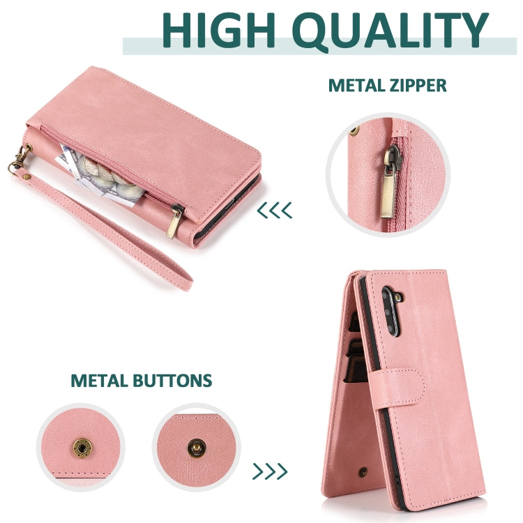 For Samsung Galaxy Note10 Skin-feel Crazy Horse Texture Zipper Wallet Bag Horizontal Flip Leather Case with Holder & Card Slots & Wallet & Lanyard