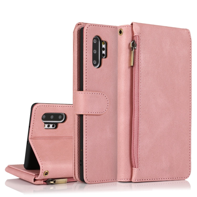 For Samsung Galaxy Note10+ Skin-feel Crazy Horse Texture Zipper Wallet Bag Horizontal Flip Leather Case with Holder & Card Slots & Wallet & Lanyard