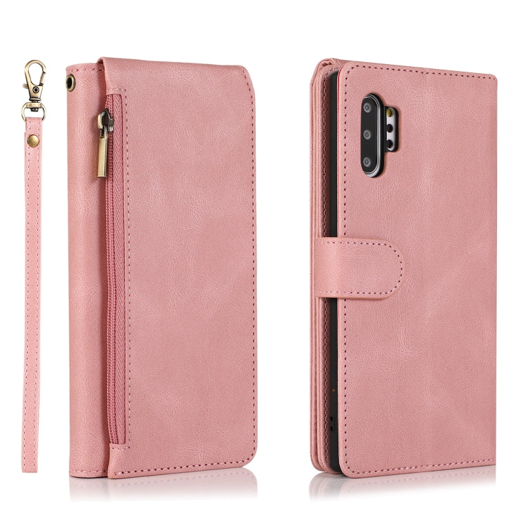 For Samsung Galaxy Note10+ Skin-feel Crazy Horse Texture Zipper Wallet Bag Horizontal Flip Leather Case with Holder & Card Slots & Wallet & Lanyard