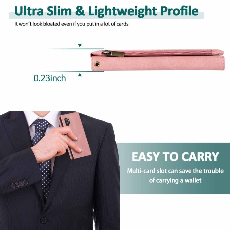 For Samsung Galaxy Note10+ Skin-feel Crazy Horse Texture Zipper Wallet Bag Horizontal Flip Leather Case with Holder & Card Slots & Wallet & Lanyard