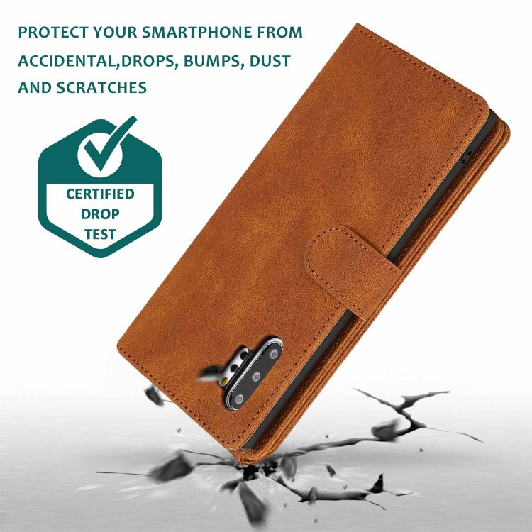 For Samsung Galaxy Note10+ Skin-feel Crazy Horse Texture Zipper Wallet Bag Horizontal Flip Leather Case with Holder & Card Slots & Wallet & Lanyard