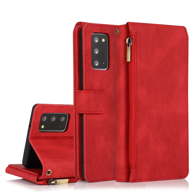 For Samsung Galaxy Note20 Skin-feel Crazy Horse Texture Zipper Wallet Bag Horizontal Flip Leather Case with Holder & Card Slots & Wallet & Lanyard