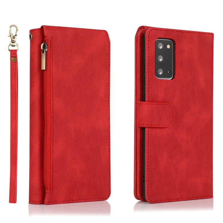 For Samsung Galaxy Note20 Skin-feel Crazy Horse Texture Zipper Wallet Bag Horizontal Flip Leather Case with Holder & Card Slots & Wallet & Lanyard