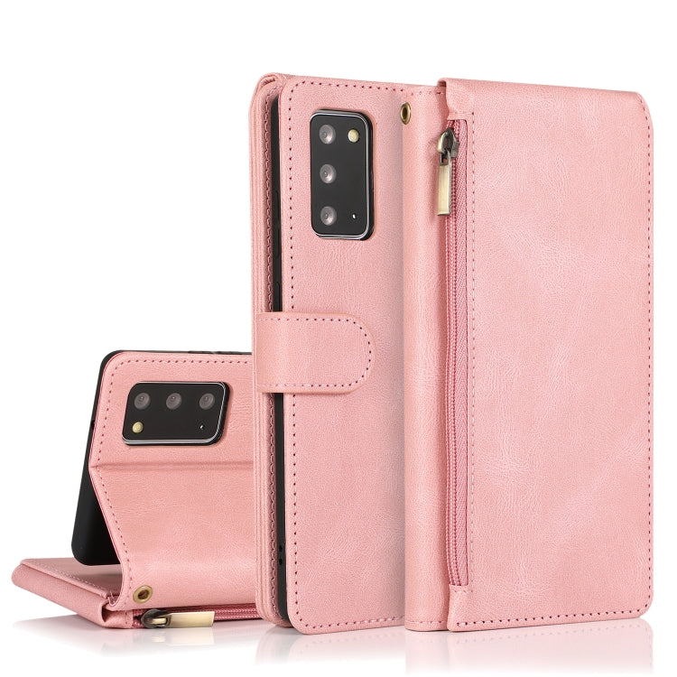 For Samsung Galaxy Note20 Skin-feel Crazy Horse Texture Zipper Wallet Bag Horizontal Flip Leather Case with Holder & Card Slots & Wallet & Lanyard