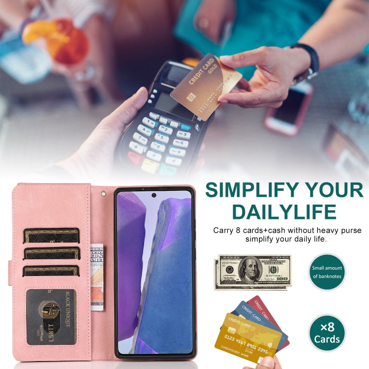 For Samsung Galaxy Note20 Skin-feel Crazy Horse Texture Zipper Wallet Bag Horizontal Flip Leather Case with Holder & Card Slots & Wallet & Lanyard