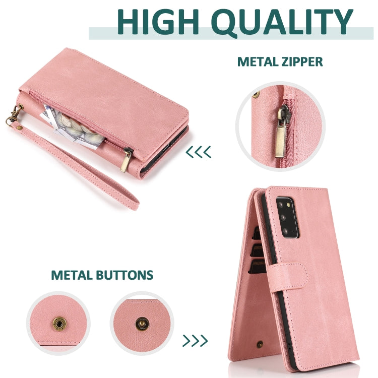 For Samsung Galaxy Note20 Skin-feel Crazy Horse Texture Zipper Wallet Bag Horizontal Flip Leather Case with Holder & Card Slots & Wallet & Lanyard