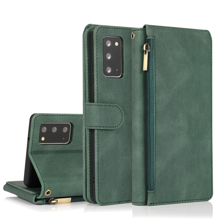 For Samsung Galaxy Note20 Skin-feel Crazy Horse Texture Zipper Wallet Bag Horizontal Flip Leather Case with Holder & Card Slots & Wallet & Lanyard