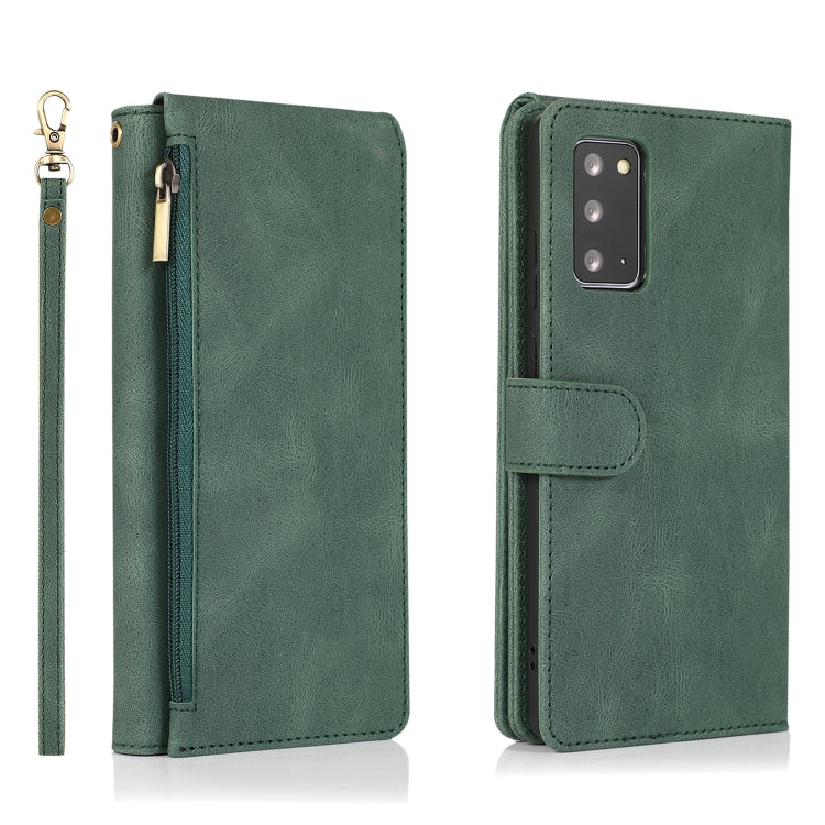 For Samsung Galaxy Note20 Skin-feel Crazy Horse Texture Zipper Wallet Bag Horizontal Flip Leather Case with Holder & Card Slots & Wallet & Lanyard