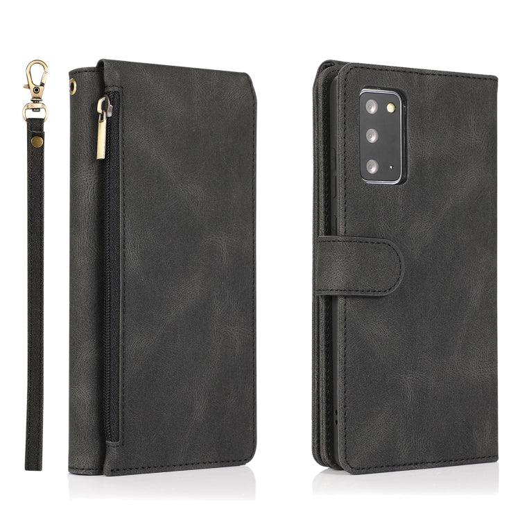 For Samsung Galaxy Note20 Skin-feel Crazy Horse Texture Zipper Wallet Bag Horizontal Flip Leather Case with Holder & Card Slots & Wallet & Lanyard