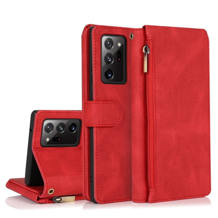 For Samsung Galaxy Note20 Ultra Skin-feel Crazy Horse Texture Zipper Wallet Bag Horizontal Flip Leather Case with Holder & Card Slots & Wallet & Lanyard