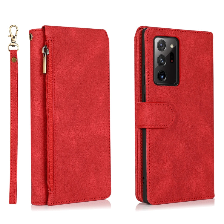 For Samsung Galaxy Note20 Ultra Skin-feel Crazy Horse Texture Zipper Wallet Bag Horizontal Flip Leather Case with Holder & Card Slots & Wallet & Lanyard