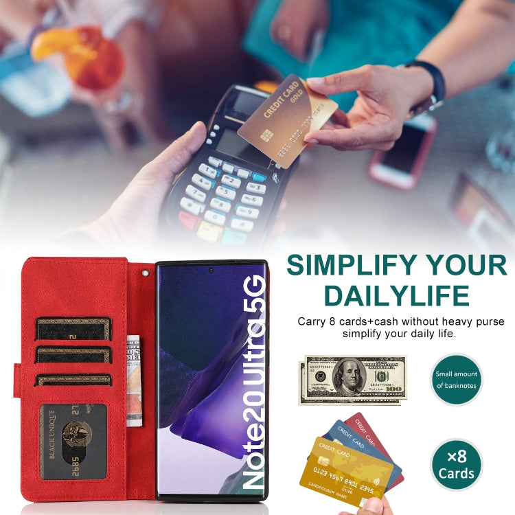For Samsung Galaxy Note20 Ultra Skin-feel Crazy Horse Texture Zipper Wallet Bag Horizontal Flip Leather Case with Holder & Card Slots & Wallet & Lanyard