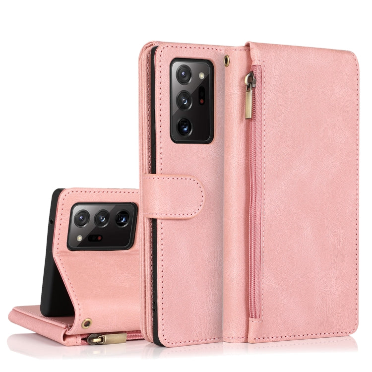 For Samsung Galaxy Note20 Ultra Skin-feel Crazy Horse Texture Zipper Wallet Bag Horizontal Flip Leather Case with Holder & Card Slots & Wallet & Lanyard