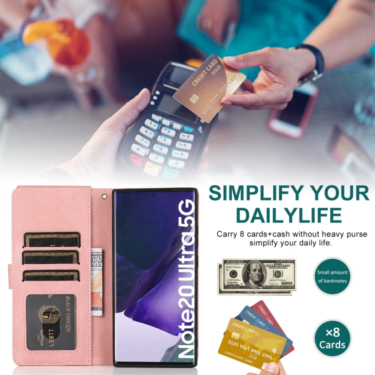 For Samsung Galaxy Note20 Ultra Skin-feel Crazy Horse Texture Zipper Wallet Bag Horizontal Flip Leather Case with Holder & Card Slots & Wallet & Lanyard