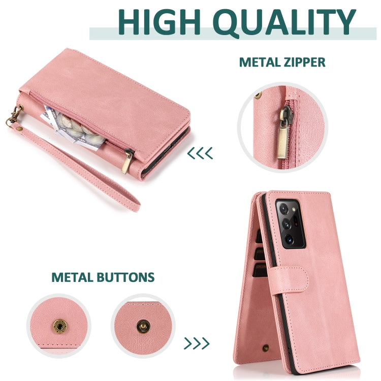 For Samsung Galaxy Note20 Ultra Skin-feel Crazy Horse Texture Zipper Wallet Bag Horizontal Flip Leather Case with Holder & Card Slots & Wallet & Lanyard