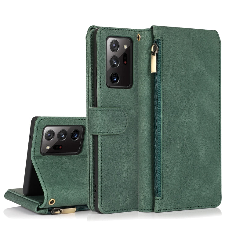 For Samsung Galaxy Note20 Ultra Skin-feel Crazy Horse Texture Zipper Wallet Bag Horizontal Flip Leather Case with Holder & Card Slots & Wallet & Lanyard