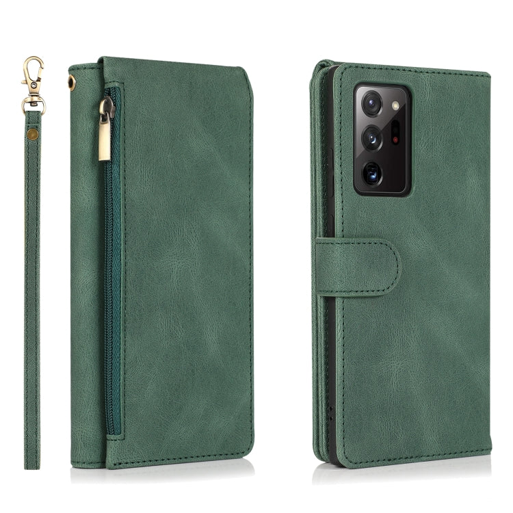For Samsung Galaxy Note20 Ultra Skin-feel Crazy Horse Texture Zipper Wallet Bag Horizontal Flip Leather Case with Holder & Card Slots & Wallet & Lanyard