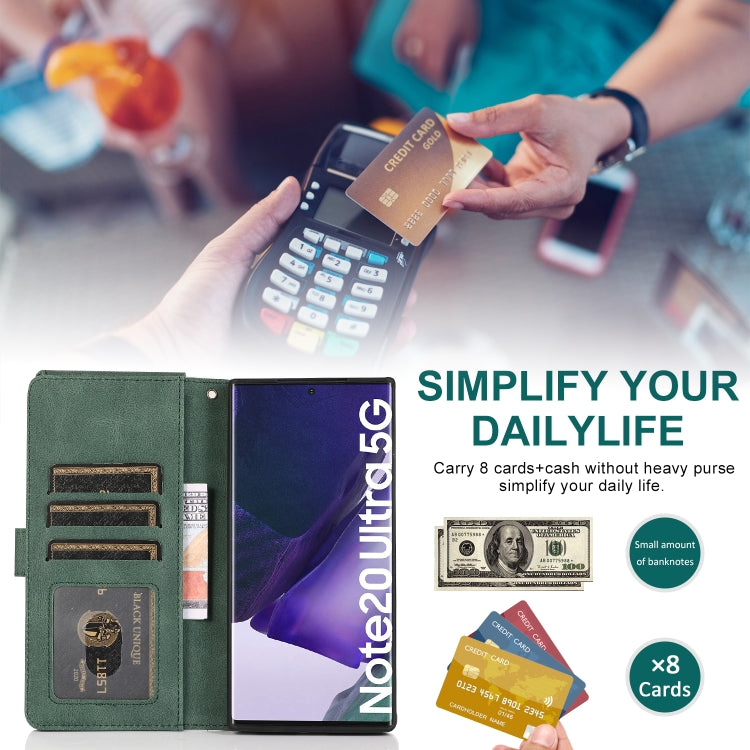 For Samsung Galaxy Note20 Ultra Skin-feel Crazy Horse Texture Zipper Wallet Bag Horizontal Flip Leather Case with Holder & Card Slots & Wallet & Lanyard