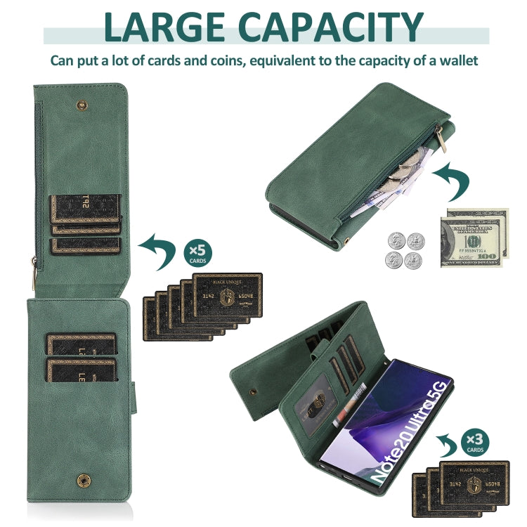 For Samsung Galaxy Note20 Ultra Skin-feel Crazy Horse Texture Zipper Wallet Bag Horizontal Flip Leather Case with Holder & Card Slots & Wallet & Lanyard