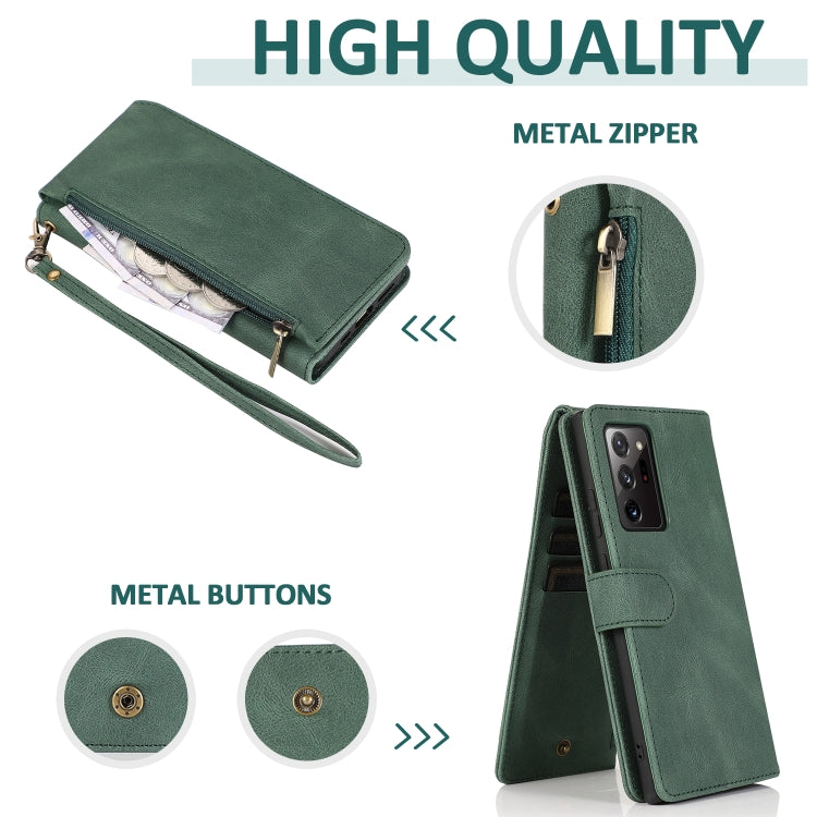 For Samsung Galaxy Note20 Ultra Skin-feel Crazy Horse Texture Zipper Wallet Bag Horizontal Flip Leather Case with Holder & Card Slots & Wallet & Lanyard