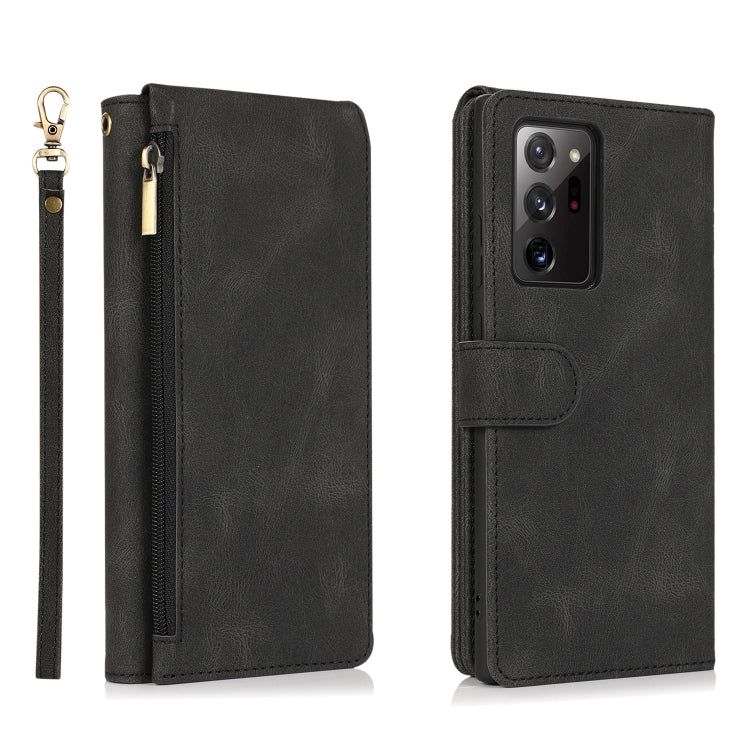 For Samsung Galaxy Note20 Ultra Skin-feel Crazy Horse Texture Zipper Wallet Bag Horizontal Flip Leather Case with Holder & Card Slots & Wallet & Lanyard