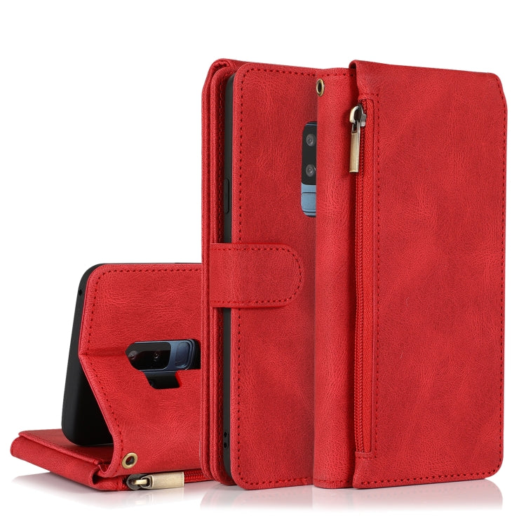 For Samsung Galaxy S9+ Skin-feel Crazy Horse Texture Zipper Wallet Bag Horizontal Flip Leather Case with Holder & Card Slots & Wallet & Lanyard