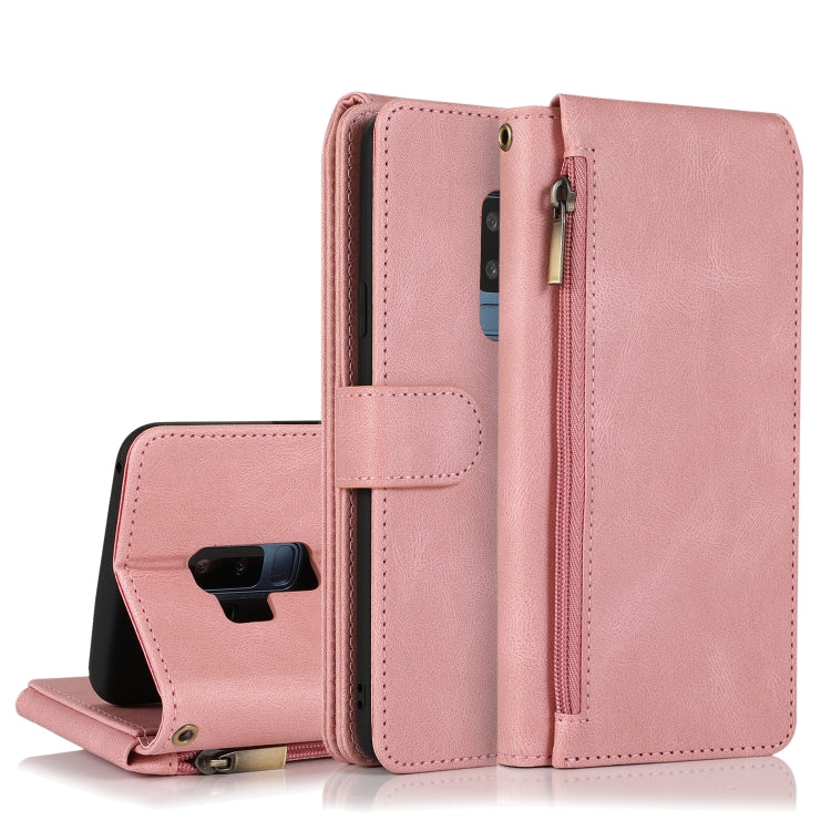 For Samsung Galaxy S9+ Skin-feel Crazy Horse Texture Zipper Wallet Bag Horizontal Flip Leather Case with Holder & Card Slots & Wallet & Lanyard
