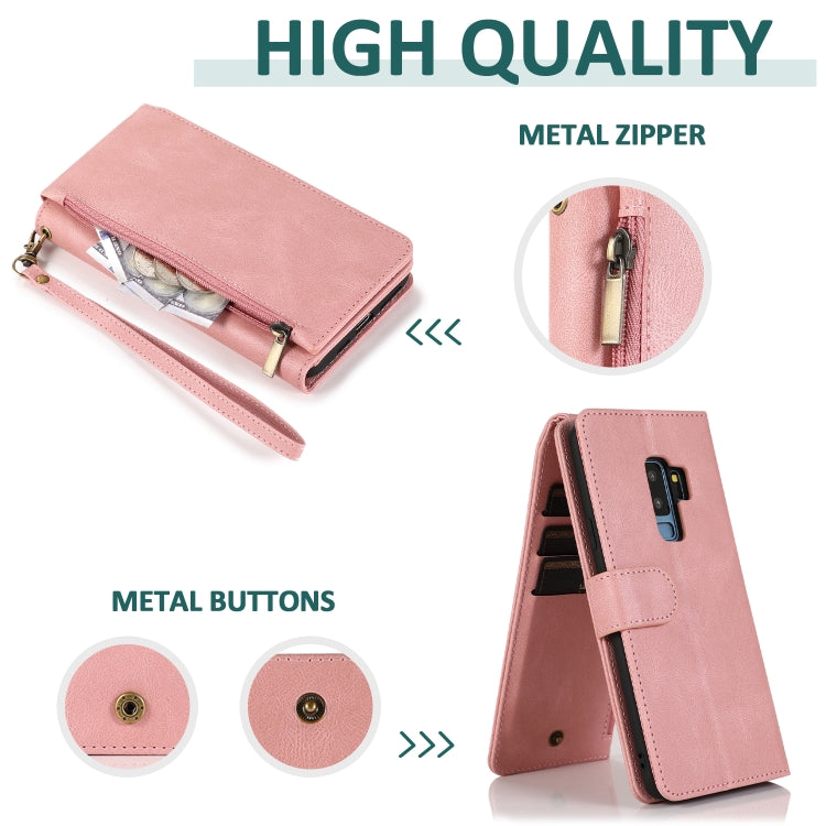 For Samsung Galaxy S9+ Skin-feel Crazy Horse Texture Zipper Wallet Bag Horizontal Flip Leather Case with Holder & Card Slots & Wallet & Lanyard