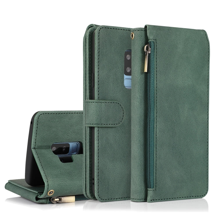 For Samsung Galaxy S9+ Skin-feel Crazy Horse Texture Zipper Wallet Bag Horizontal Flip Leather Case with Holder & Card Slots & Wallet & Lanyard