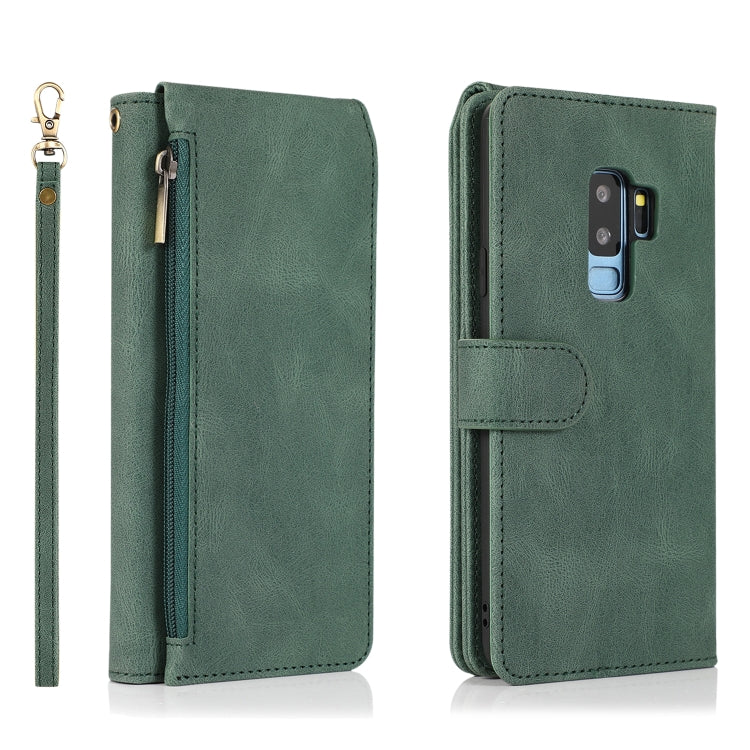 For Samsung Galaxy S9+ Skin-feel Crazy Horse Texture Zipper Wallet Bag Horizontal Flip Leather Case with Holder & Card Slots & Wallet & Lanyard