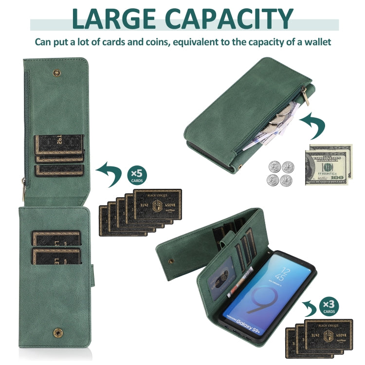 For Samsung Galaxy S9+ Skin-feel Crazy Horse Texture Zipper Wallet Bag Horizontal Flip Leather Case with Holder & Card Slots & Wallet & Lanyard