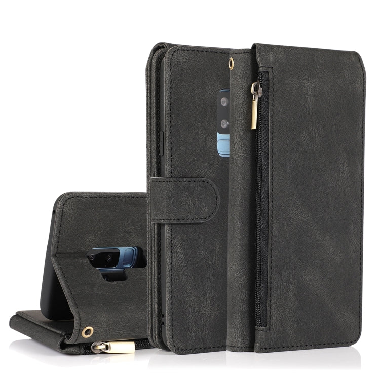 For Samsung Galaxy S9+ Skin-feel Crazy Horse Texture Zipper Wallet Bag Horizontal Flip Leather Case with Holder & Card Slots & Wallet & Lanyard