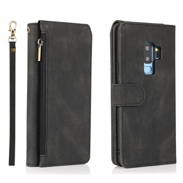 For Samsung Galaxy S9+ Skin-feel Crazy Horse Texture Zipper Wallet Bag Horizontal Flip Leather Case with Holder & Card Slots & Wallet & Lanyard