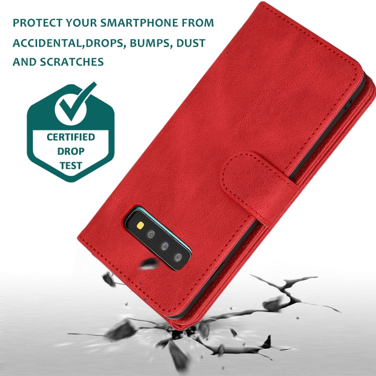 For Samsung Galaxy S10 Skin-feel Crazy Horse Texture Zipper Wallet Bag Horizontal Flip Leather Case with Holder & Card Slots & Wallet & Lanyard